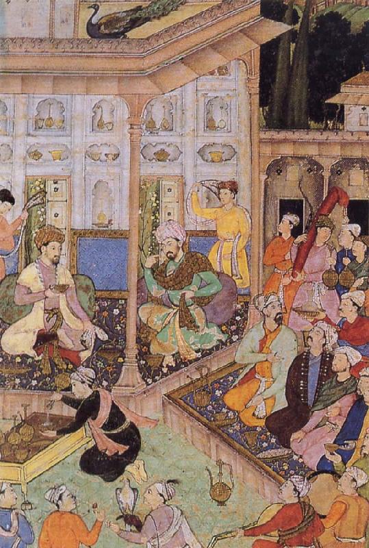 unknow artist Babur,prince of Kabul,visits his cousin prince Badi uz Zaman of Herat in 1506